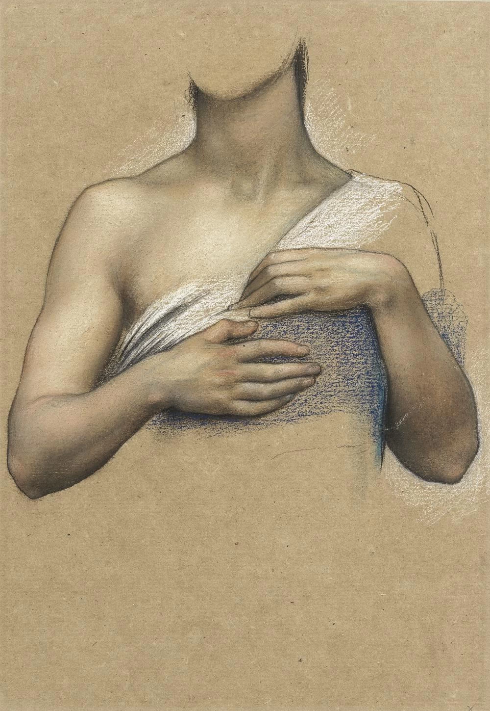 Evelyn de Morgan - 141, Uno studio di spalle e braccia per una figura in Santa Cristina che dona i gioielli del padre ai poveri